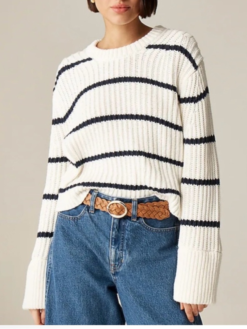 J. Crew Heritage Cotton Fisherman Crewneck Sweater in Stripe
